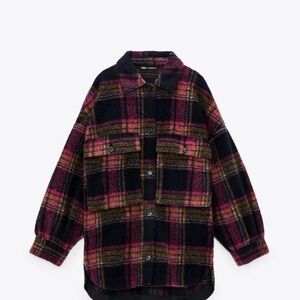 Zara plaid wool Shacket women’s size S oversized